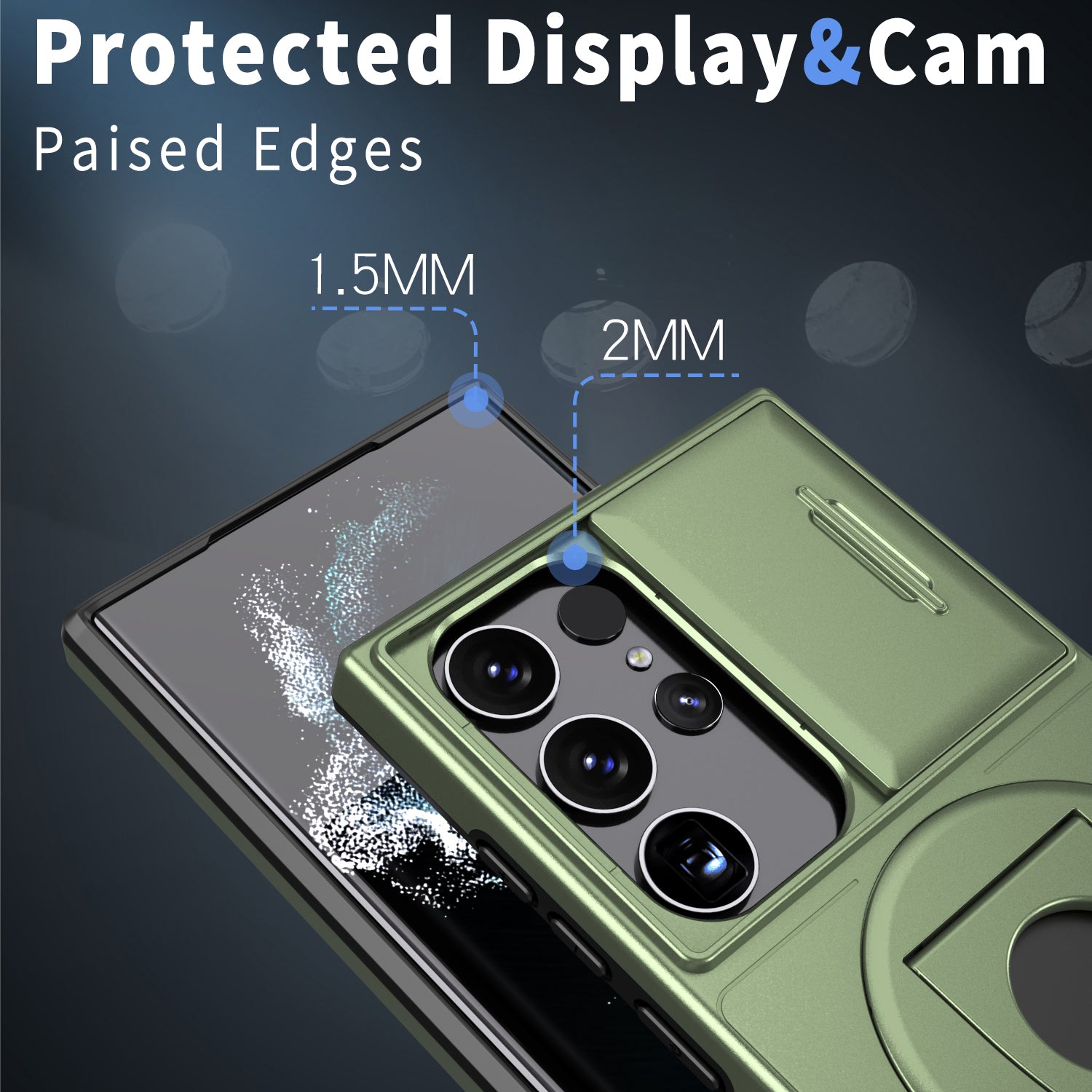 For Samsung Galaxy S23 Ultra Magnetic Phone Case N52 Magnet+PC+TPU Drop-resistant Kickstand Cover - Blackish Green For Samsung Galaxy S23 Ultra Magnetic Phone Case N52 Magnet+PC+TPU Drop-resistant Kickstand Cover - Blackish Green